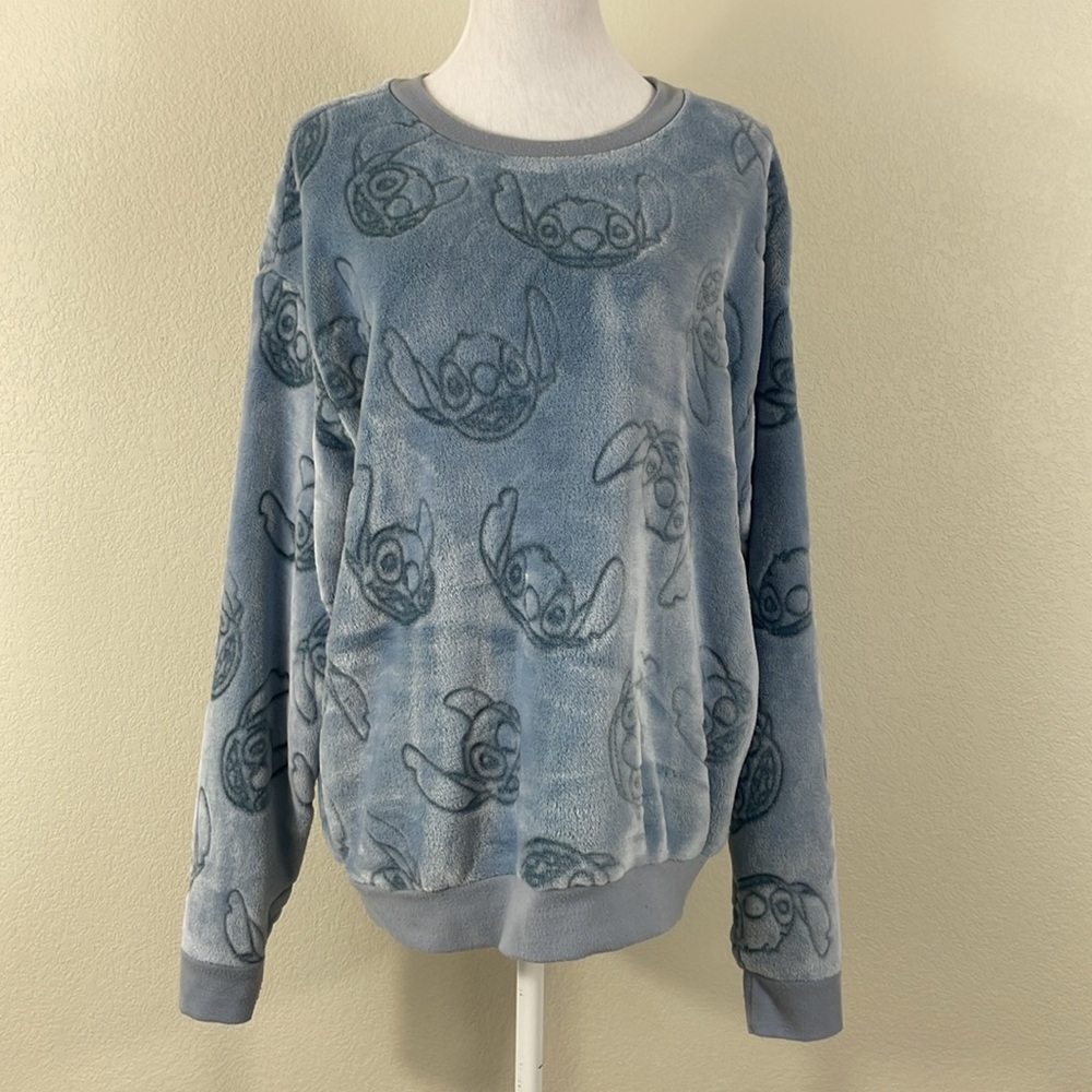Stitch fuzzy blue sweater size XL
